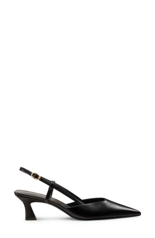 Stuart Weitzman Vinnie 50 Slingback Womens Solid Leather Slingback Heels In Black/black