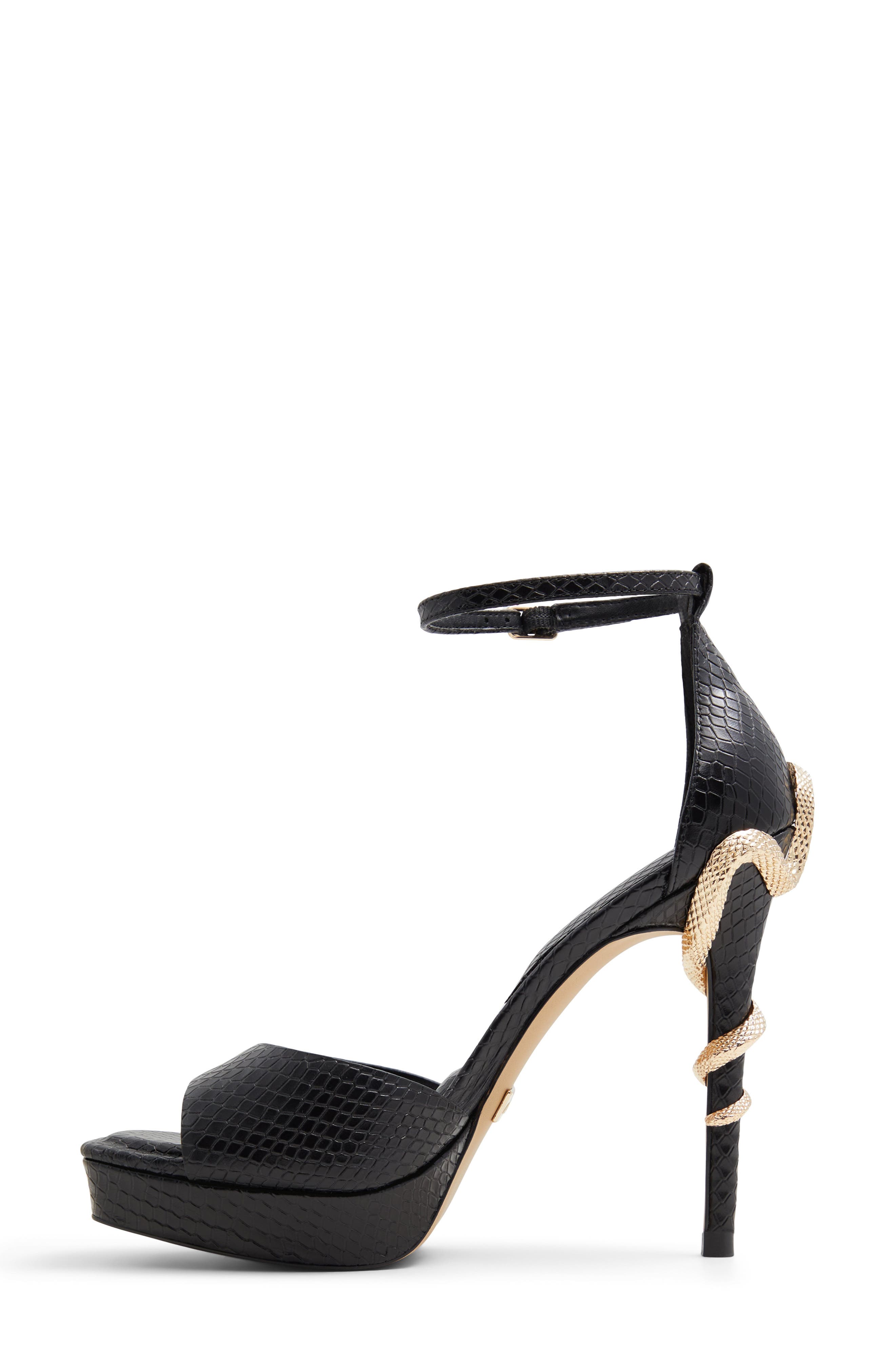 ALDO Medusa Ankle Strap Platform Sandal, Alternate, color, Black