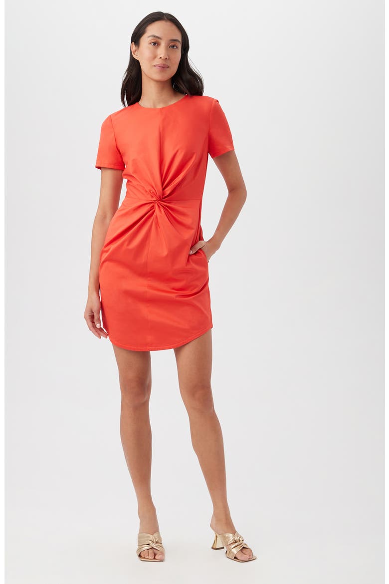 Twist Front U-Hem Sheath Dress, Alternate, color, FERRY RED
