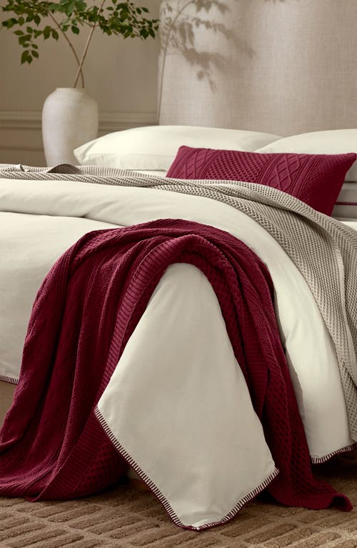 Boll & Branch Aran Cable Organic Cotton Throw Blanket In Red