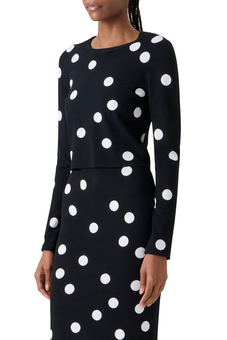 Polka Dot Jacquard Fitted Sweater, Alternate, color, BLACK-CREAM
