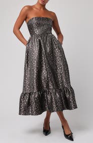 Lulus Glenn Strapless Midi Dress