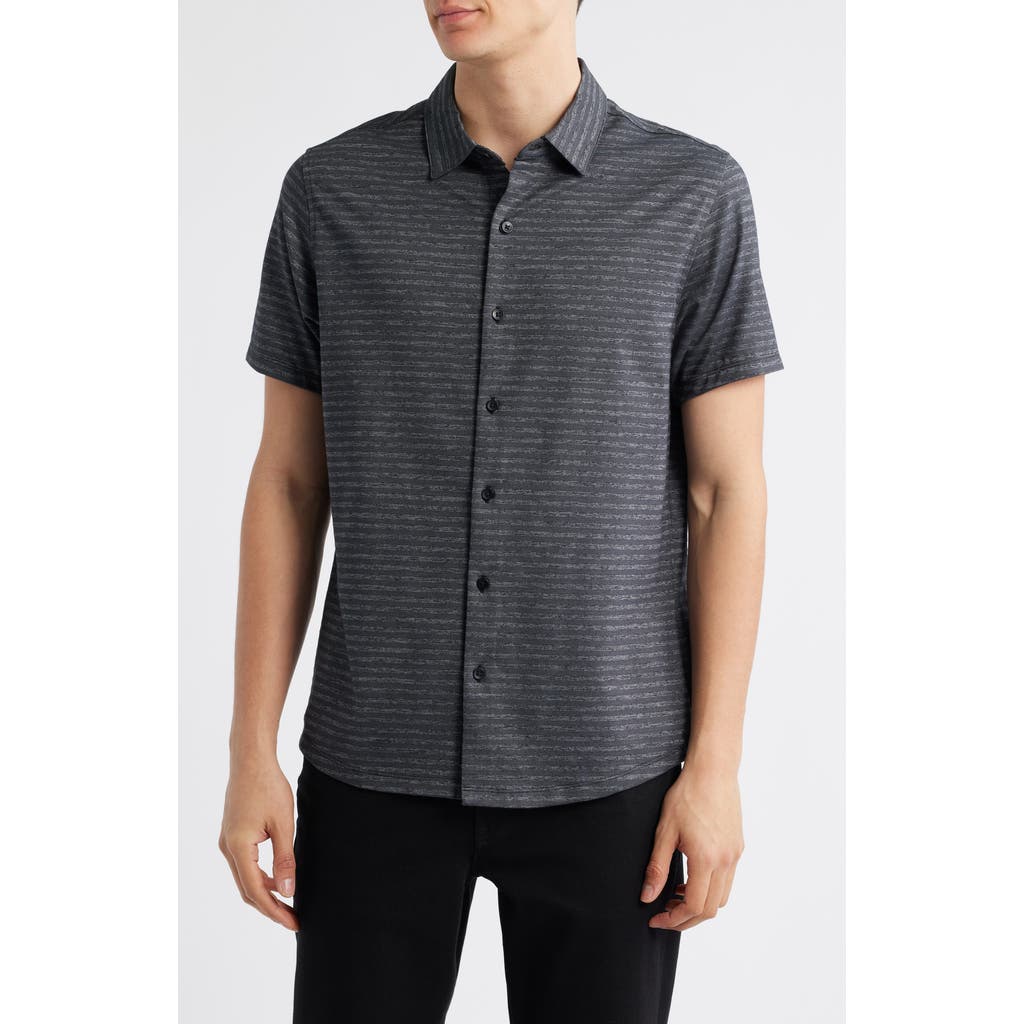 Robert Barakett Ranger Short Sleeve Knit Button-up Shirt In Gray
