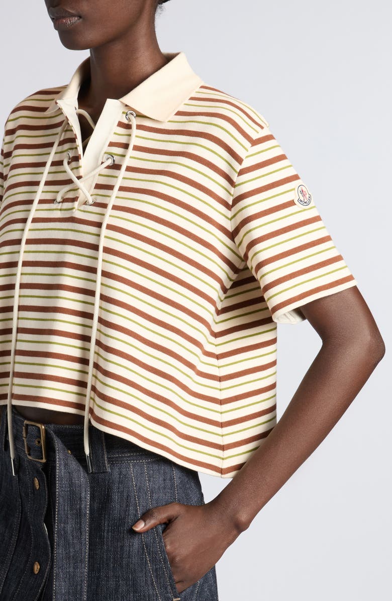 Moncler Stripe Cotton Polo, Alternate, color, Neutral