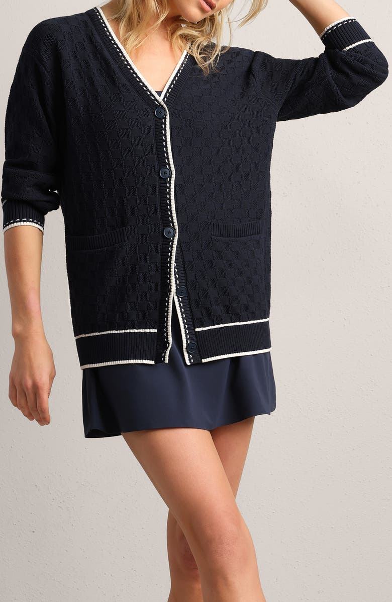 Rhone Birdie Tipped Oversize Cardigan, Main, color, Navy Blue