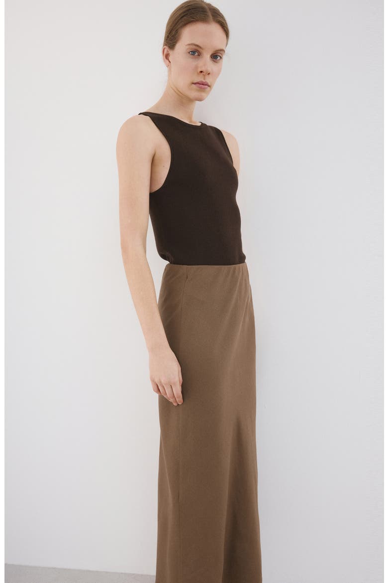 Straight Midi Skirt, Alternate, color, BROWN