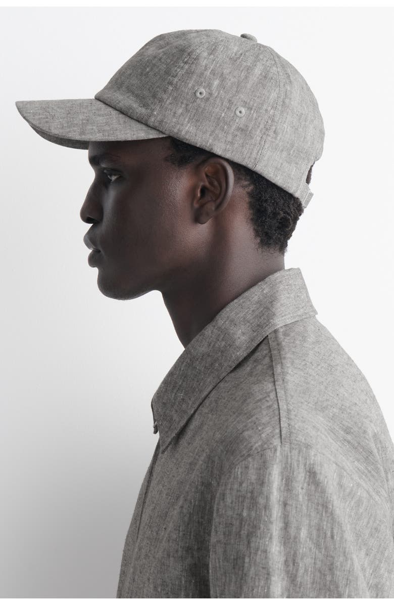 COS Linen Baseball Cap, Alternate, color, Gray Mélange