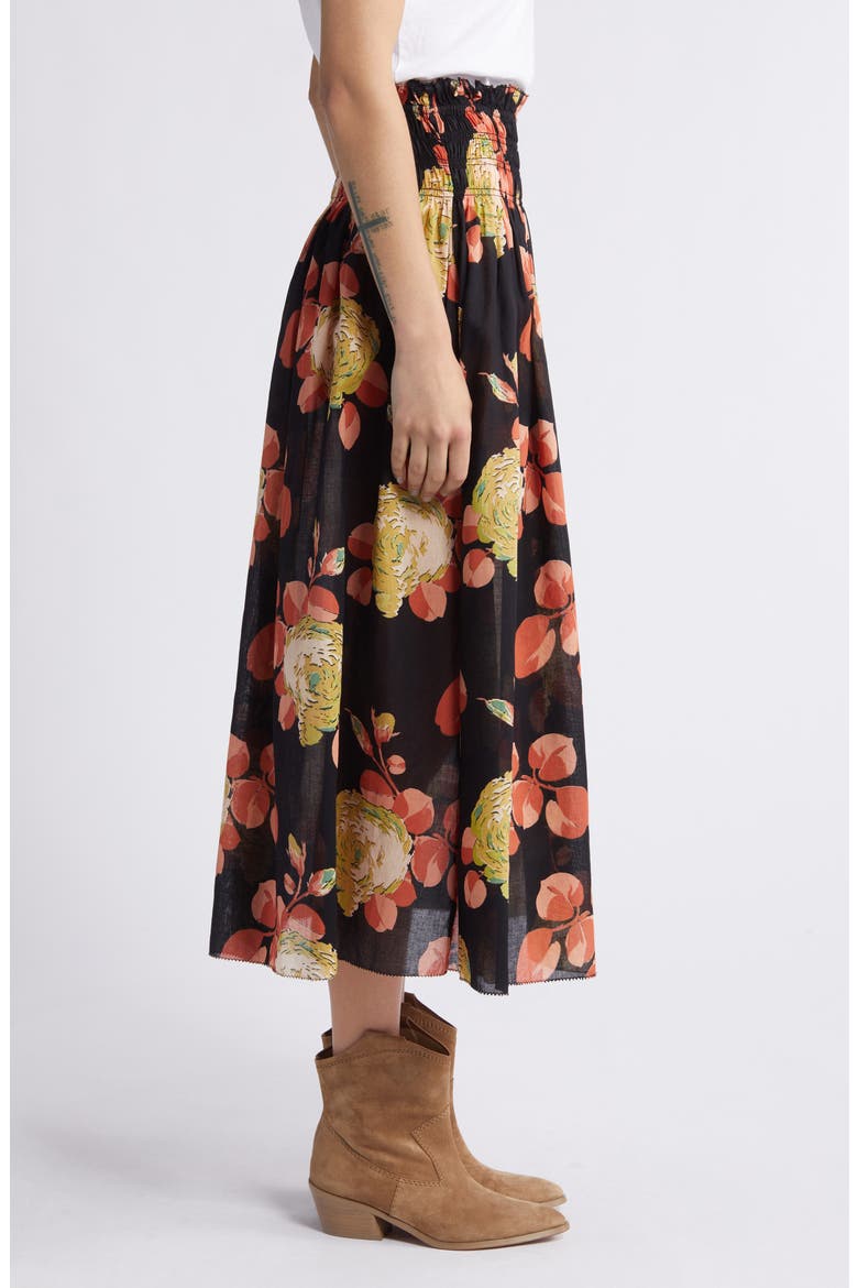 The Canary Floral Midi Skirt, Alternate, color, CABBAGE ROSE PRINT