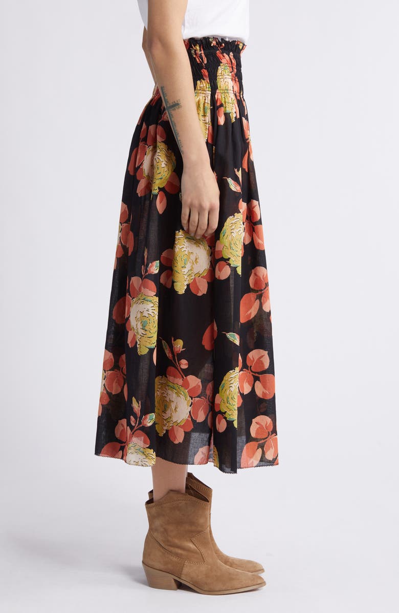 THE GREAT. The Canary Floral Midi Skirt, Alternate, color, Cabbage Rose Print