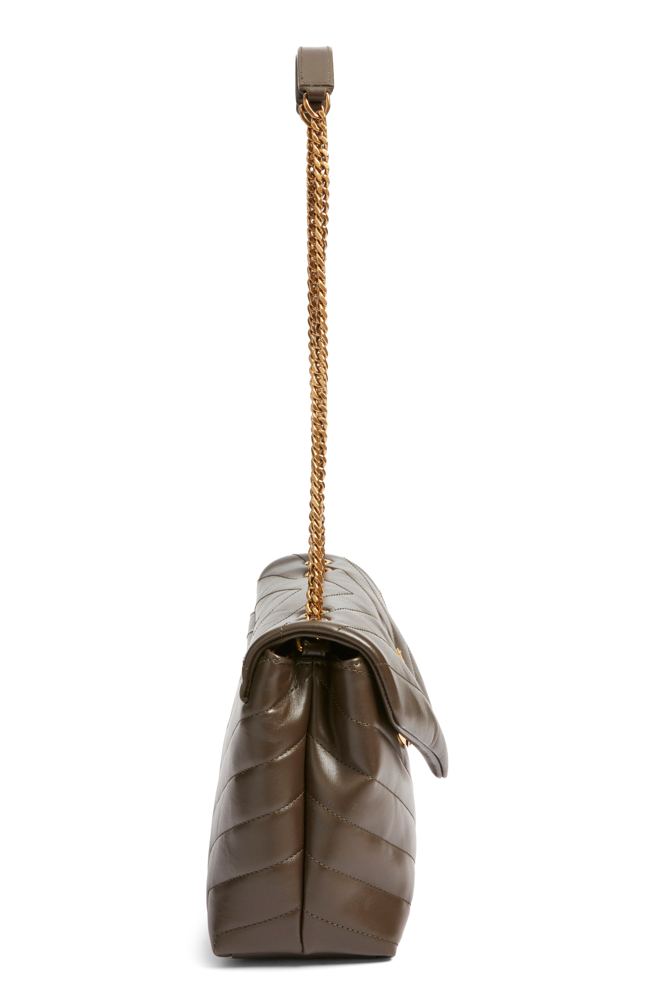 Saint Laurent Small Loulou Chain Leather Shoulder Bag, Alternate, color, Light Musk