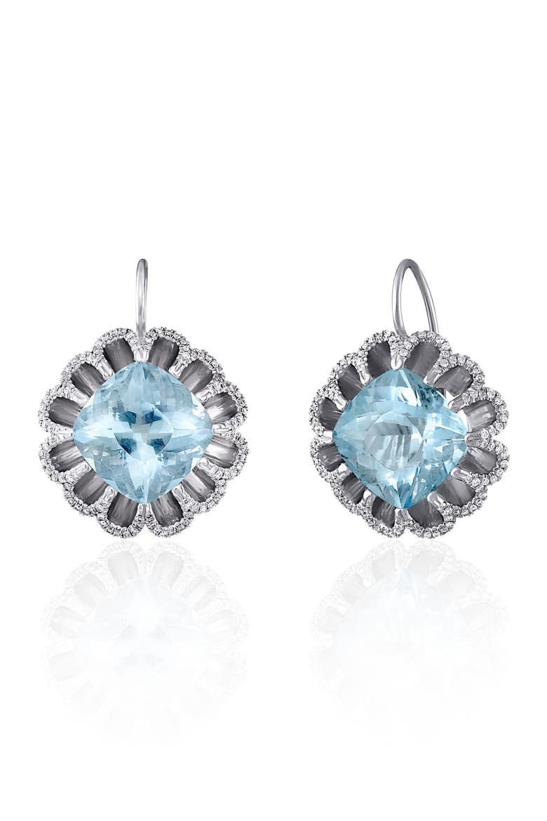 Floating Aquamarine & Diamond Drop Earrings, Main, color, WHITE/ DIAMOND/ AQUAMARINE