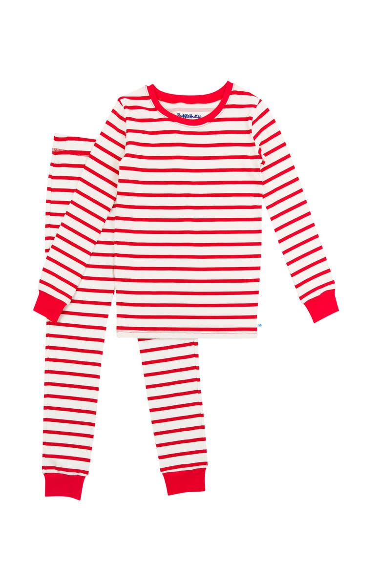 RuggedButts Modal Blend Boys Long Sleeve Pajama Set, Main, color, Red & White Stripe