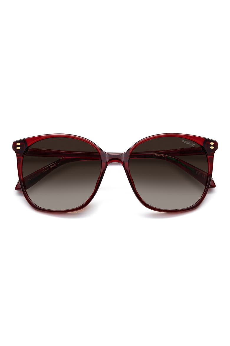 55mm Polarized Gradient Square Sunglasses, Alternate, color, RED/ BROWN SF PZ