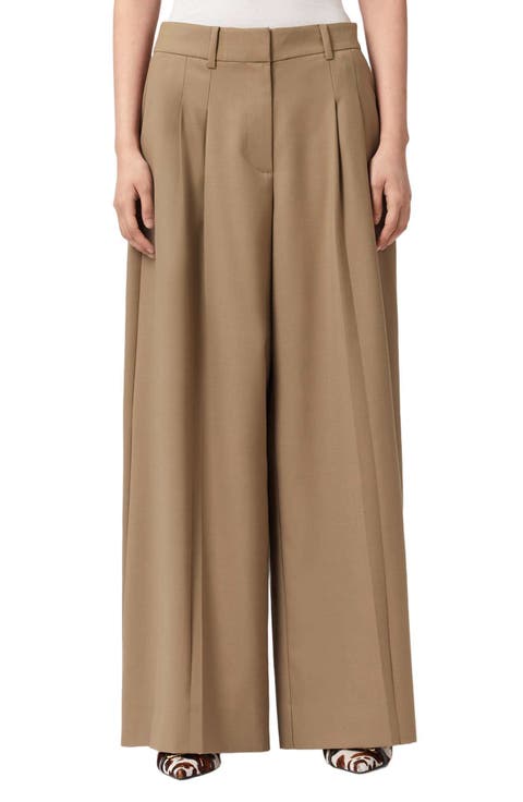 Poppy Stretch Wool Blend Wide Leg Trousers