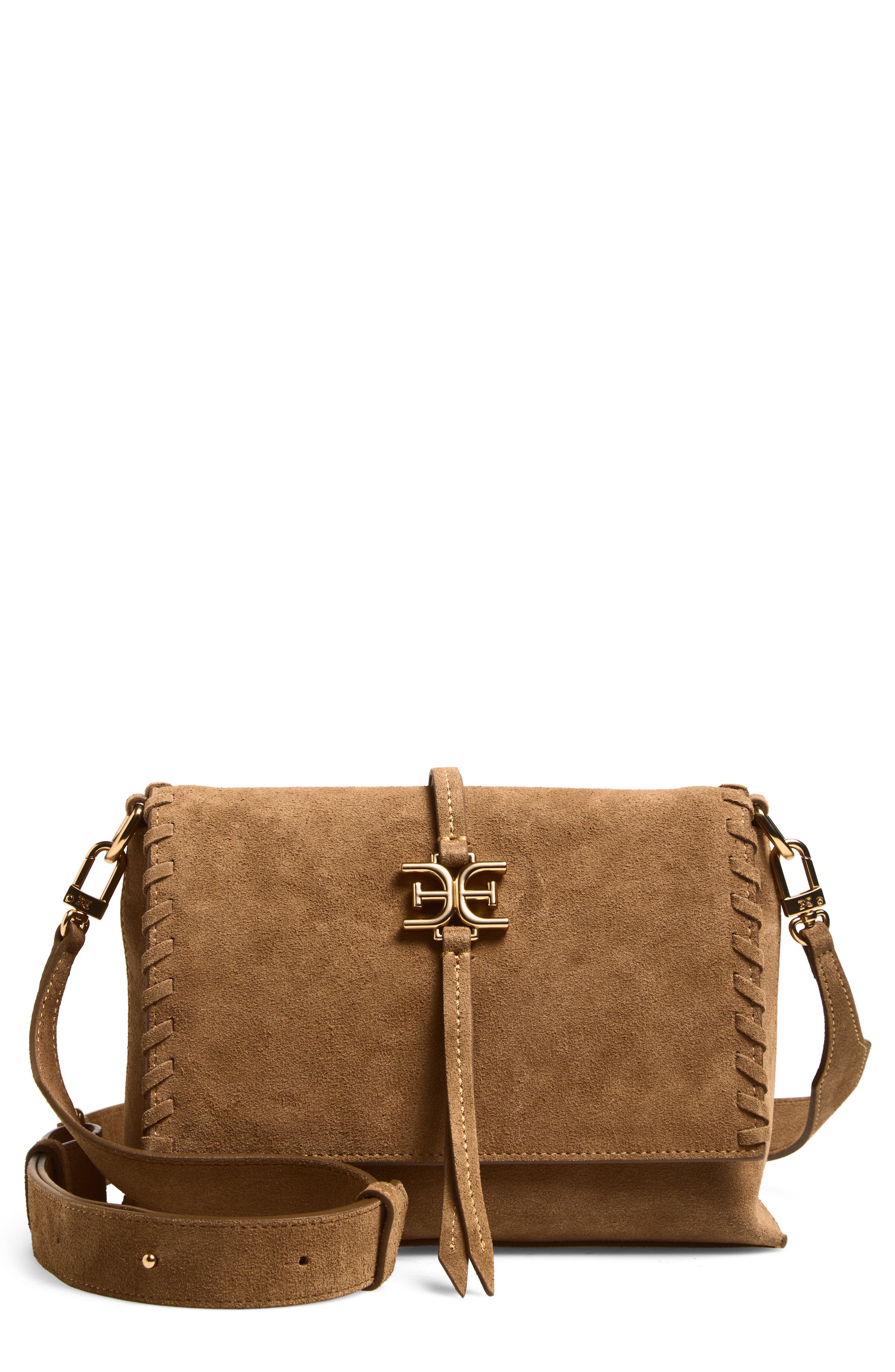 Sam Edelman Sylvia Suede Crossbody Bag, Main, color, Tan