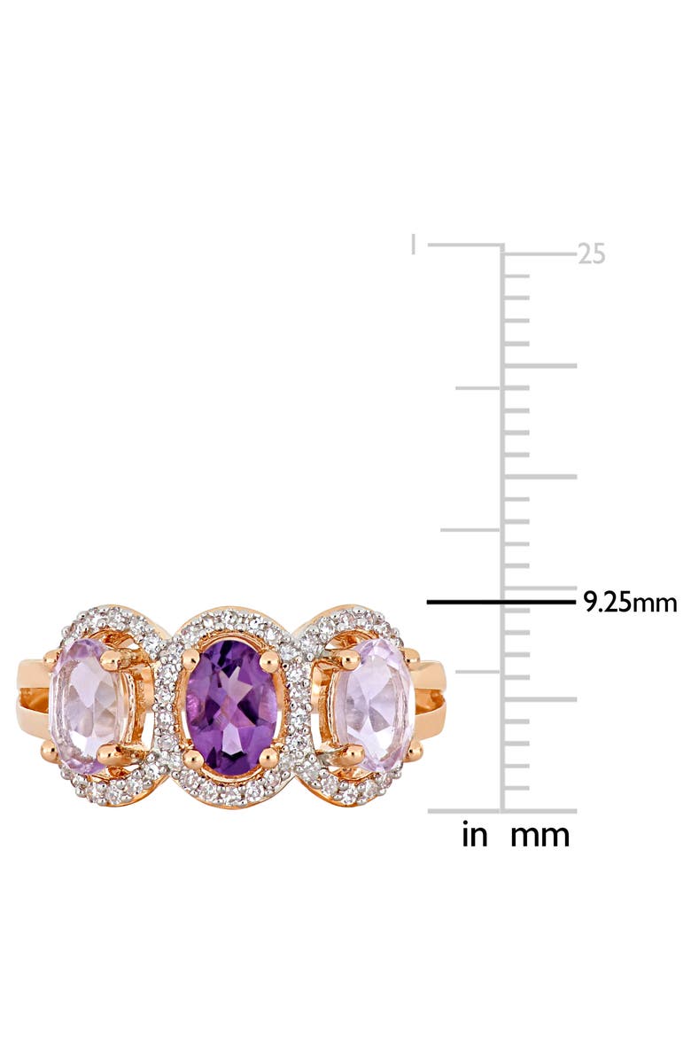 Julianna B. Amethyst & Diamond Halo 3-Stone Ring, Alternate, color, Amethyst