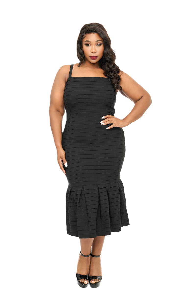 Unique Vintage Plus Size 1960s Pleated Mermaid Pencil Dress, Main, color,