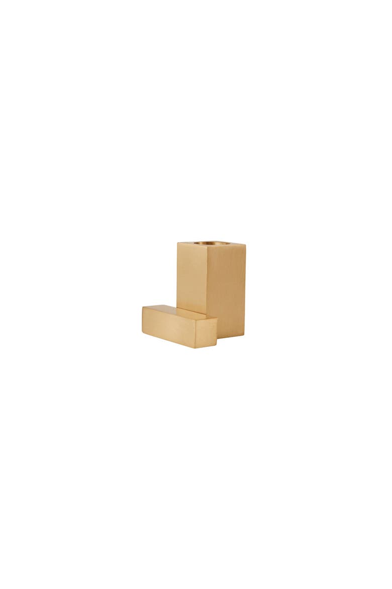 Square Solid Brass Candleholder, Alternate, color, Brushed Brass