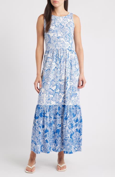 Hayleigh Tiered Sleeveless Cotton Midi Dress