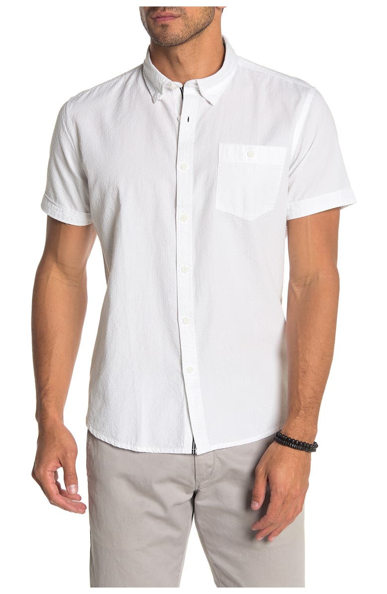 THREAD AND CLOTH Textured Solid Short Sleeve Shirt, Main, color, 