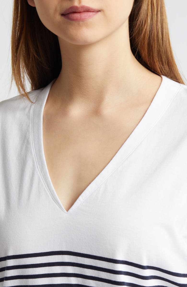 FRAME Le Mid Rise Stripe V-Neck Cotton T-Shirt, Alternate, color, 