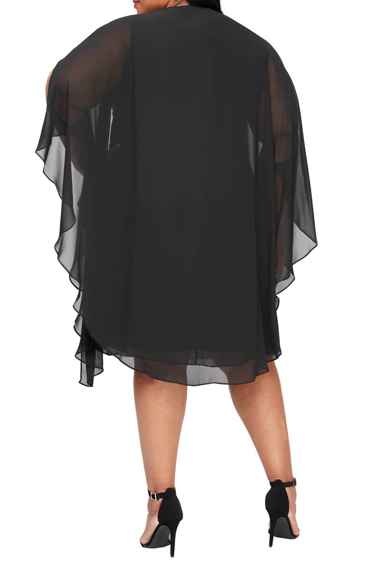 High Neck Multi Chiffon Capelet & Dress 2-Piece Set, Alternate, color, BLACK