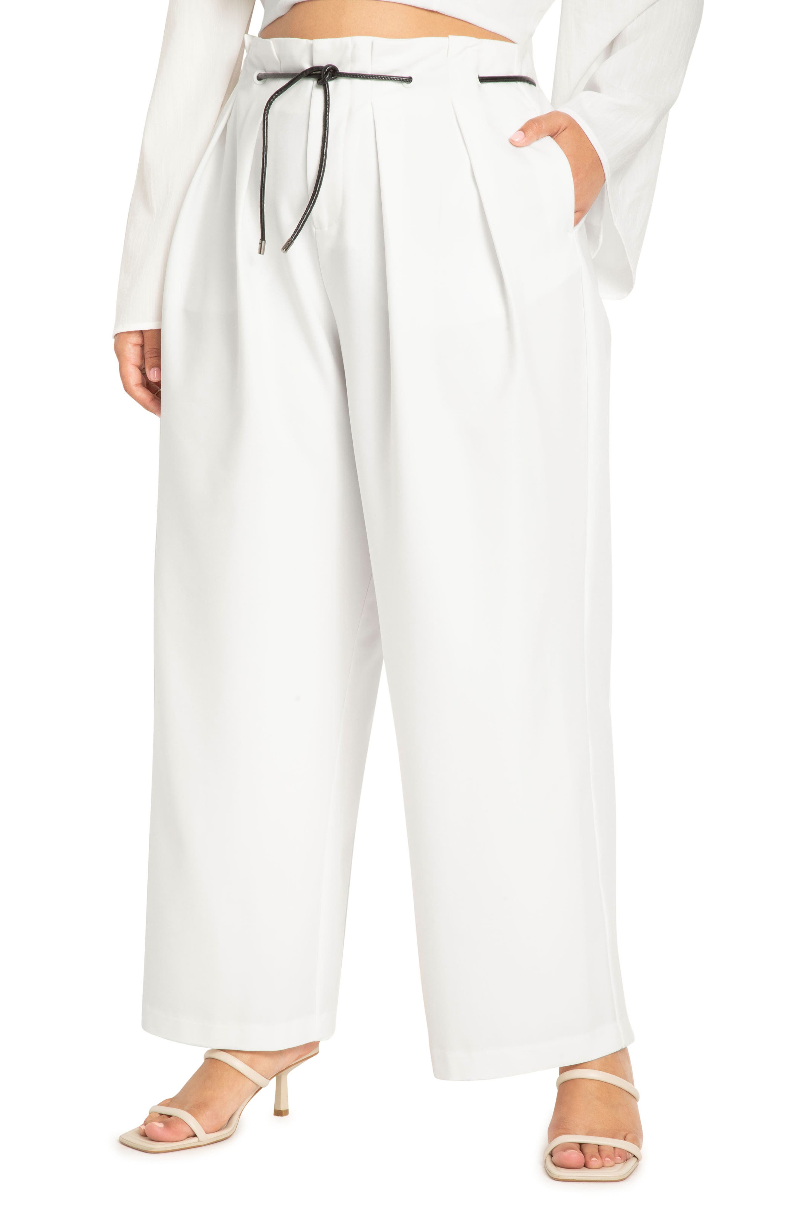 ELOQUII Drawcord Wide Leg Pants (Women) | Nordstromrack