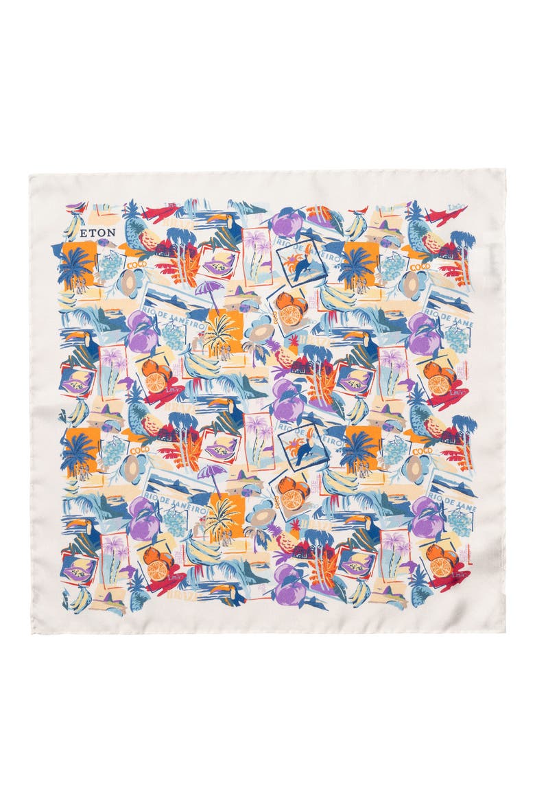 Postcard Silk Twill Pocket Square, Alternate, color, WHITE