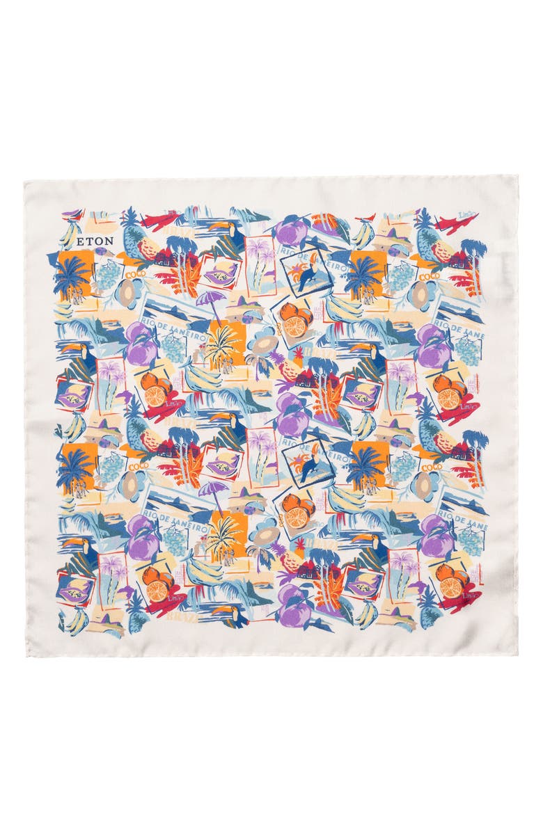 Eton Postcard Silk Twill Pocket Square, Alternate, color, White
