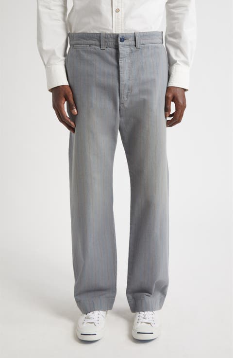 Maitland Stripe Flat Front Cotton & Linen Chinos