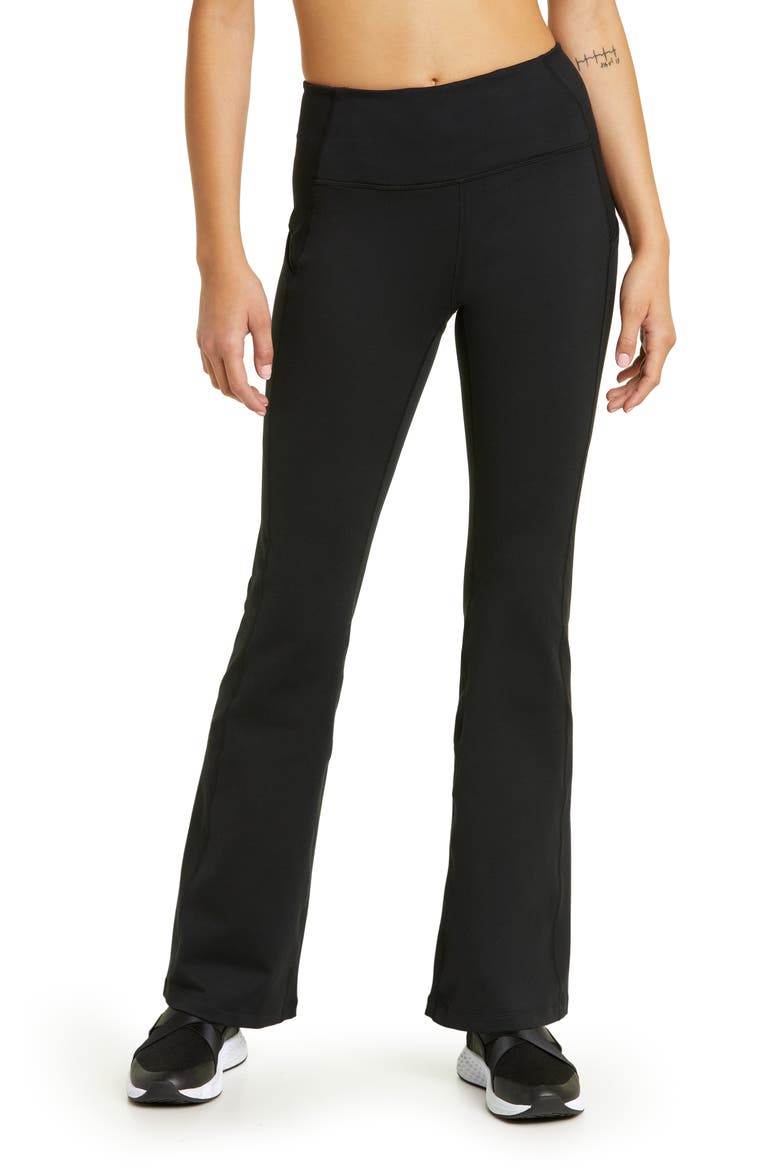 Live In High Waist Pocket Flare Pants, Main, color, BLACK