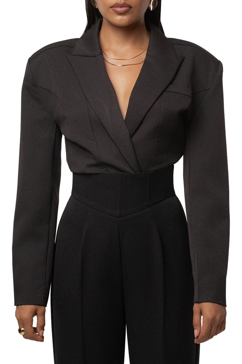Dominica Structured Bodysuit, Alternate, color, Black