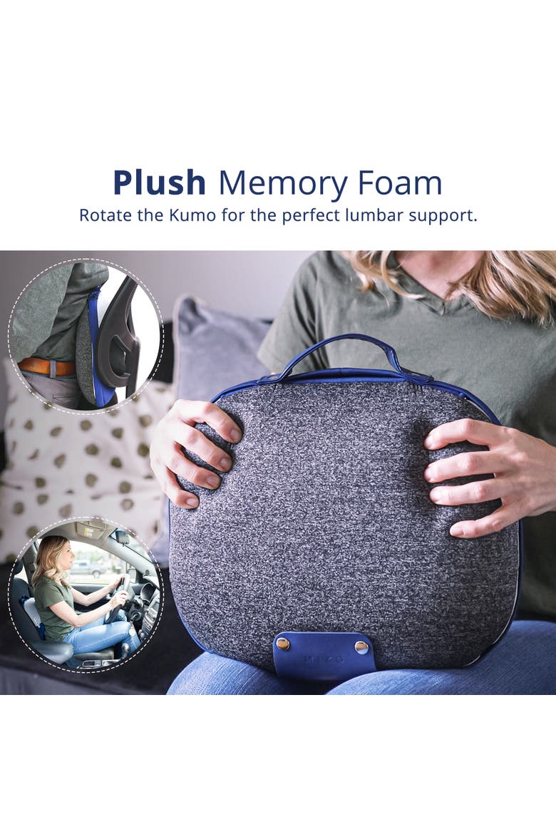 Kumo Back Massage Pillow with Heat, Alternate, color, Blue/Grey