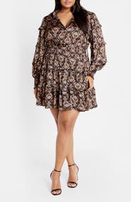 City Chic Mira Ruffle Long Sleeve Dress