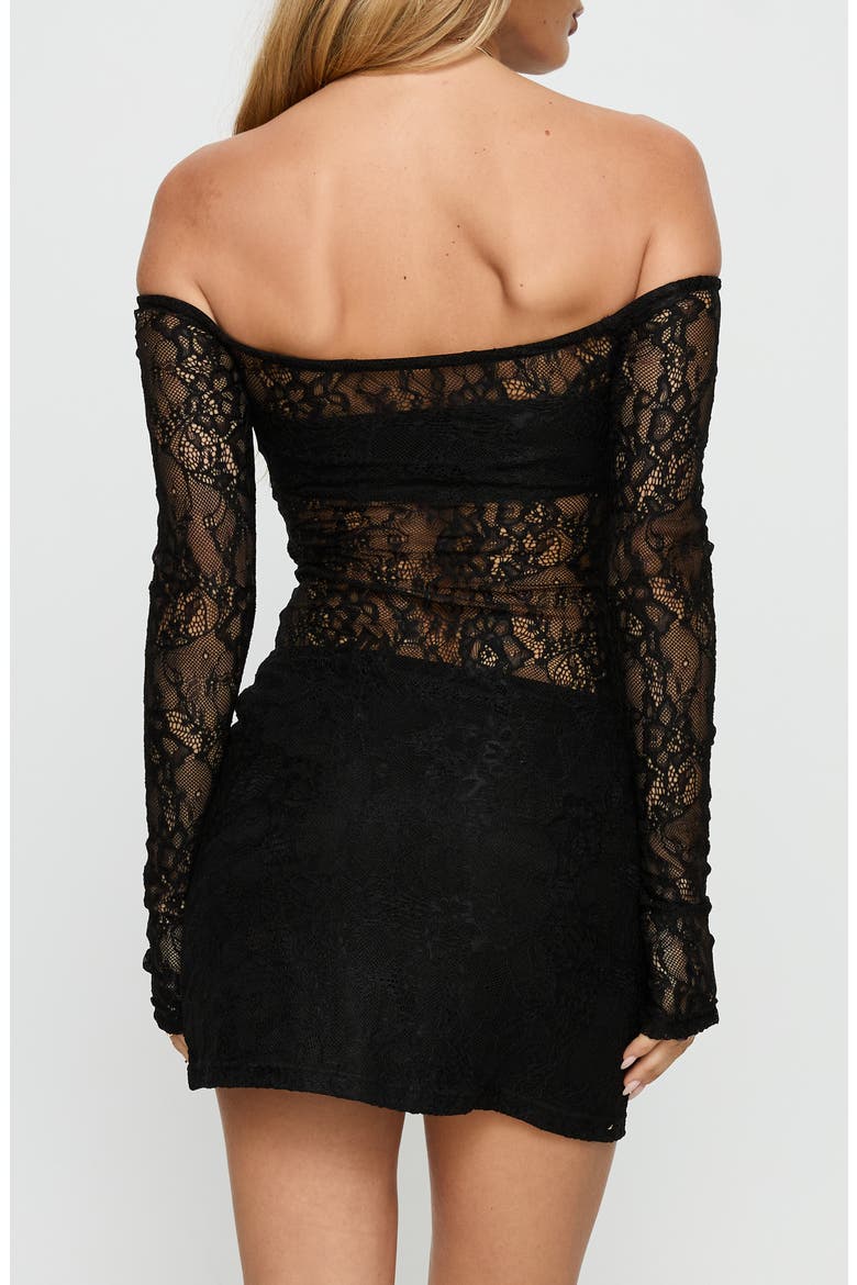 Annora Long Sleeve Lace Minidress, Alternate, color, BLACK