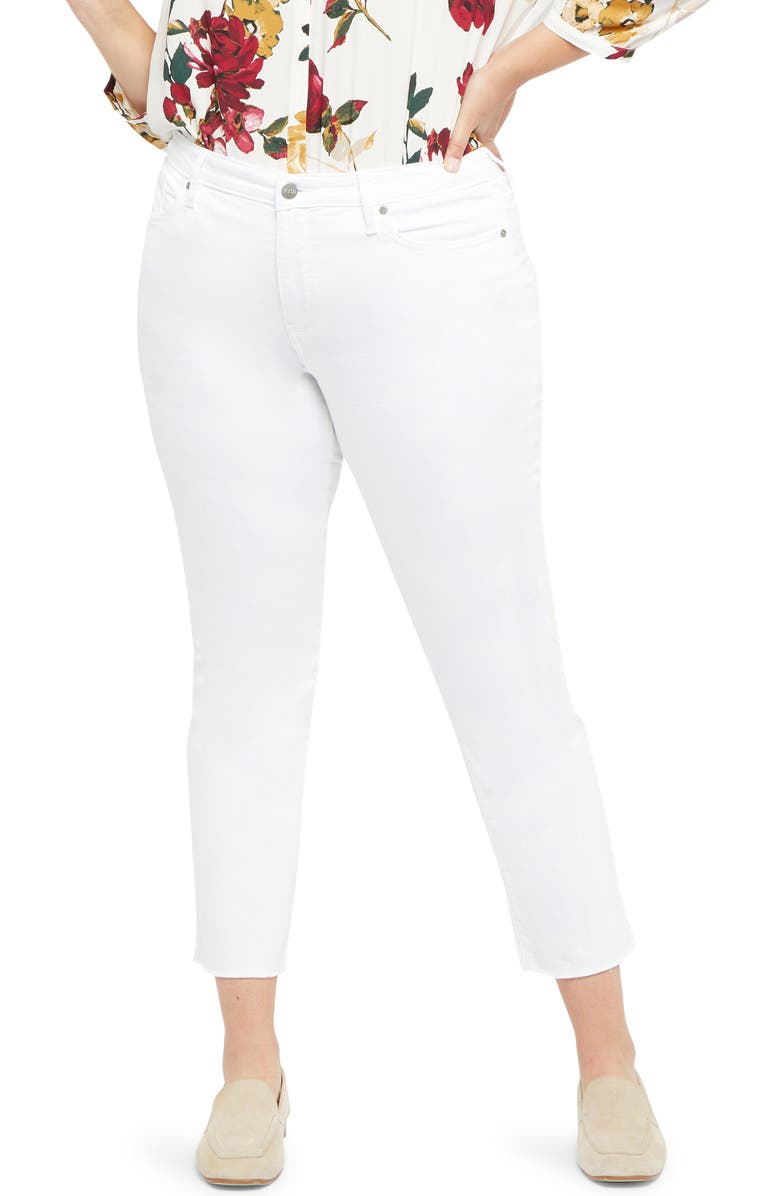 NYDJ Sheri Raw Hem Ankle Slim Jeans, Main, color, Optic White