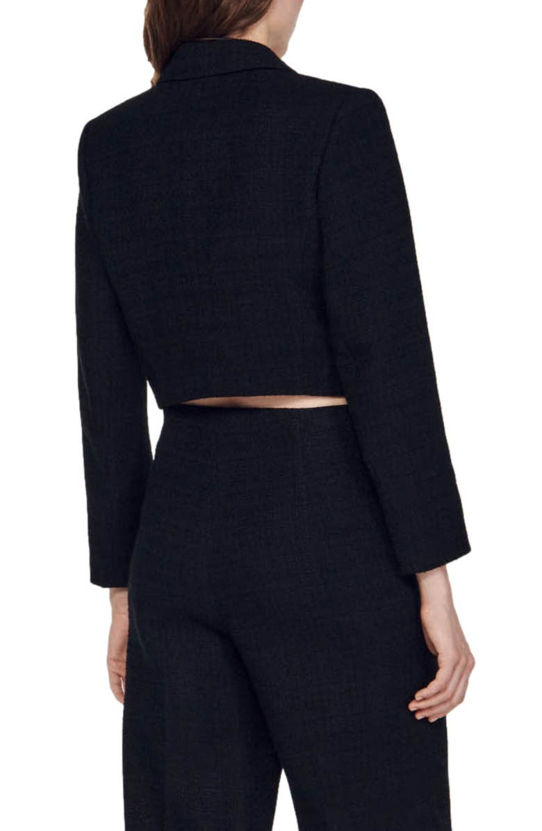 SANDRO Edma Tweed Crop Blazer, Alternate, color,