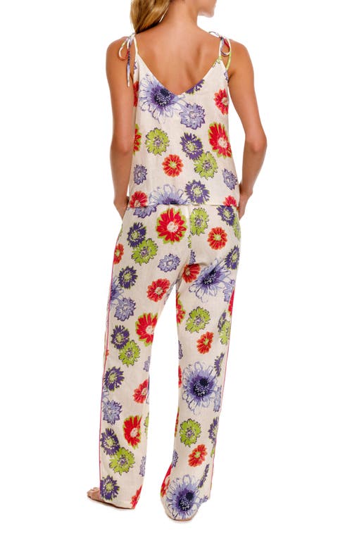 The Lazy Poet Amelie Floral Linen Pajamas In White