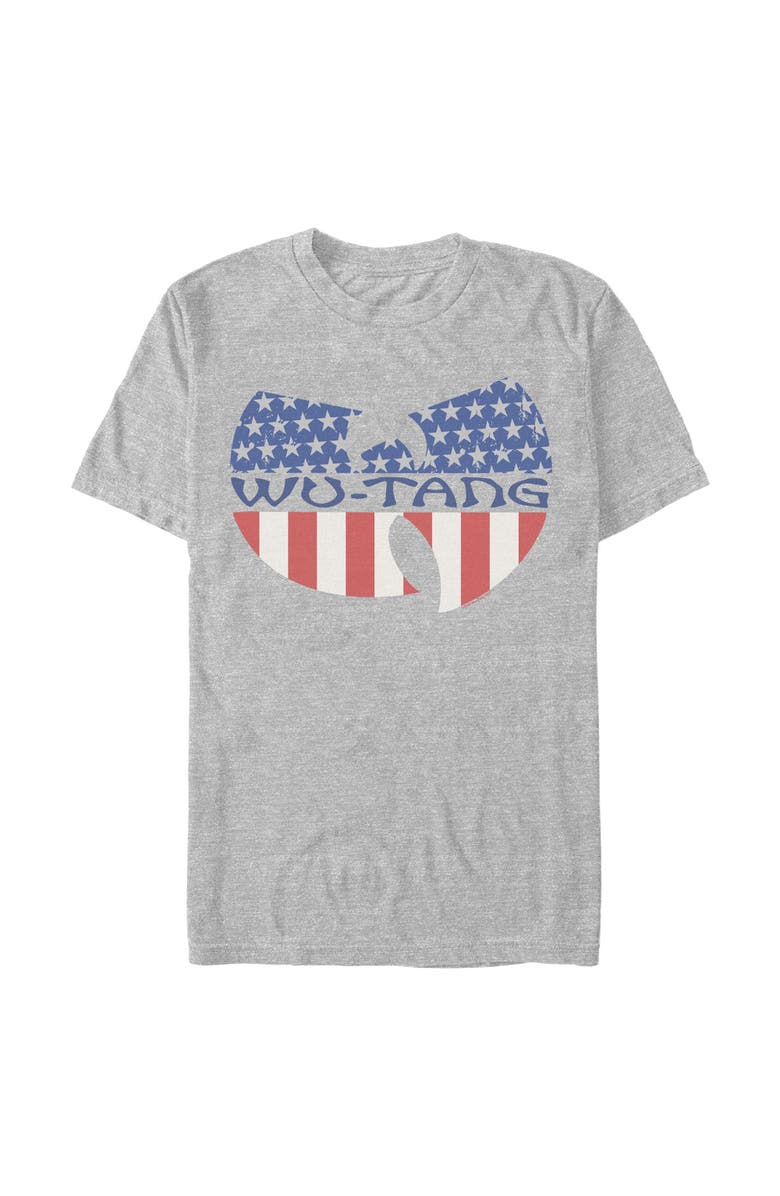 Wu-Tang Clan Men's Wu-Tang Clan American Flag Group Logo Graphic T-Shirt, Main, color, Sport Grey