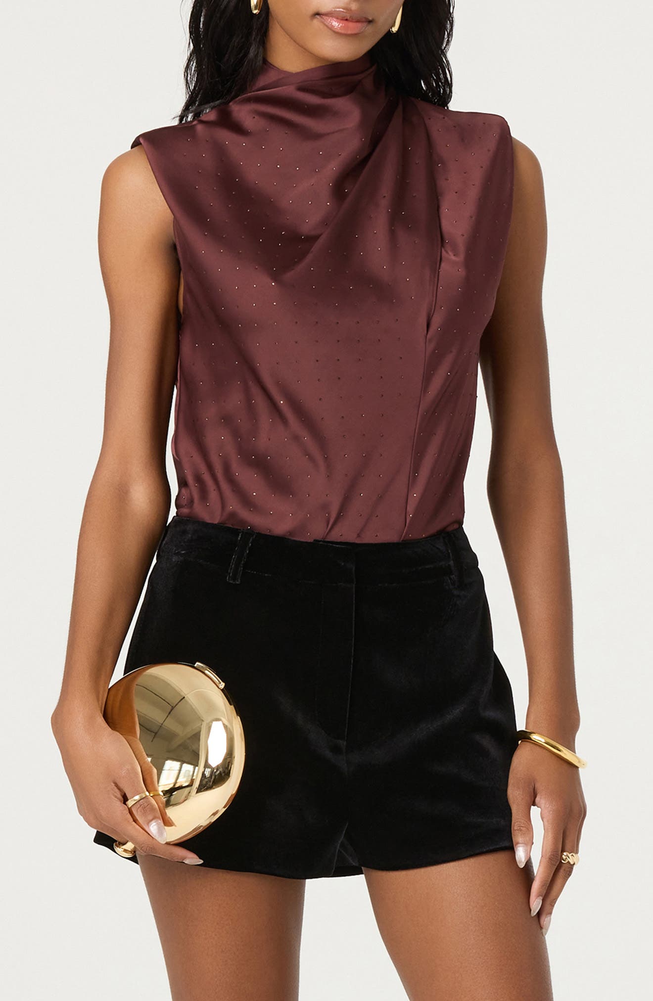 ASTR the Label Inaya Crystal Studded Sleeveless Top