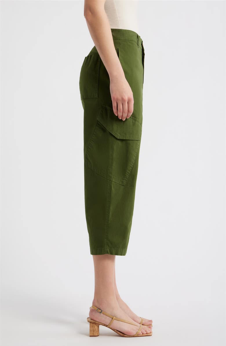 CITY BLUES High Waist Crop Barrel Leg Cargo Pants, Alternate, color, Pine
