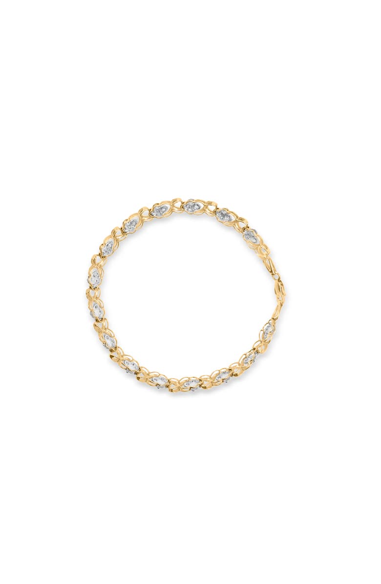 Haus of Brilliance 10K Yellow Gold 1.00 Ctw Diamond 5 Stone Floral Cluster and "X" Link Bracelet, Alternate, color, Yellow