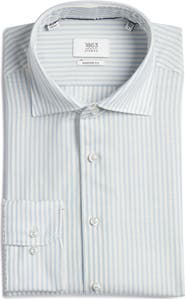 1863 by Eterna Soft Luxury Modern Fit Stripe Wool & Linen Non-Iron Dress Shirt