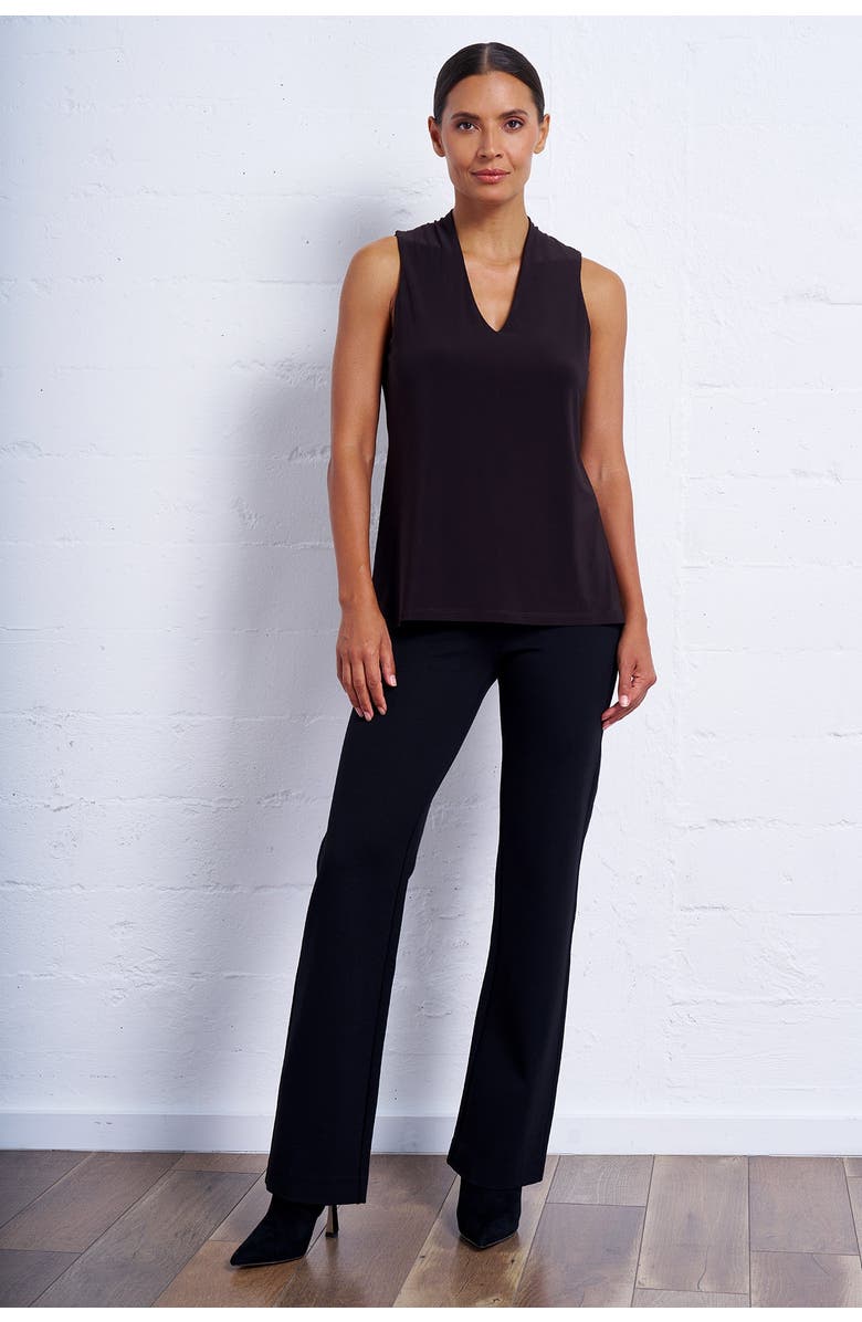 Franne Golde High Waist Bootcut Stretch Ponte Pant, Alternate, color, Black