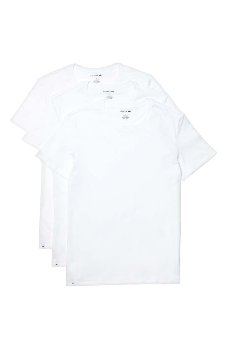 Lacoste 3-Pack Essentials Crewneck T-Shirts, Alternate, color, White
