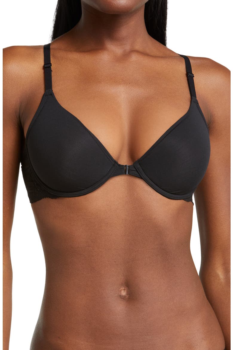 Underwire Front Close Contour Bra, Main, color, BLACK