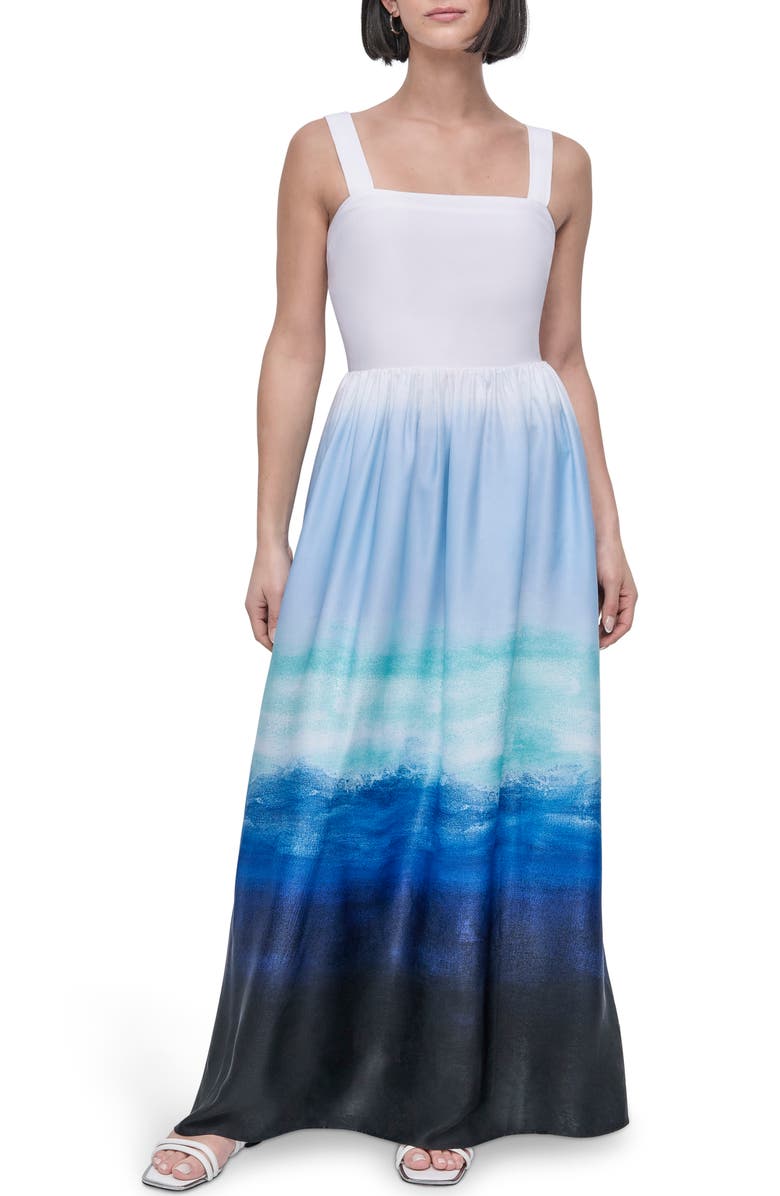 DKNY Ombré Print Satin Dress, Main, color, 