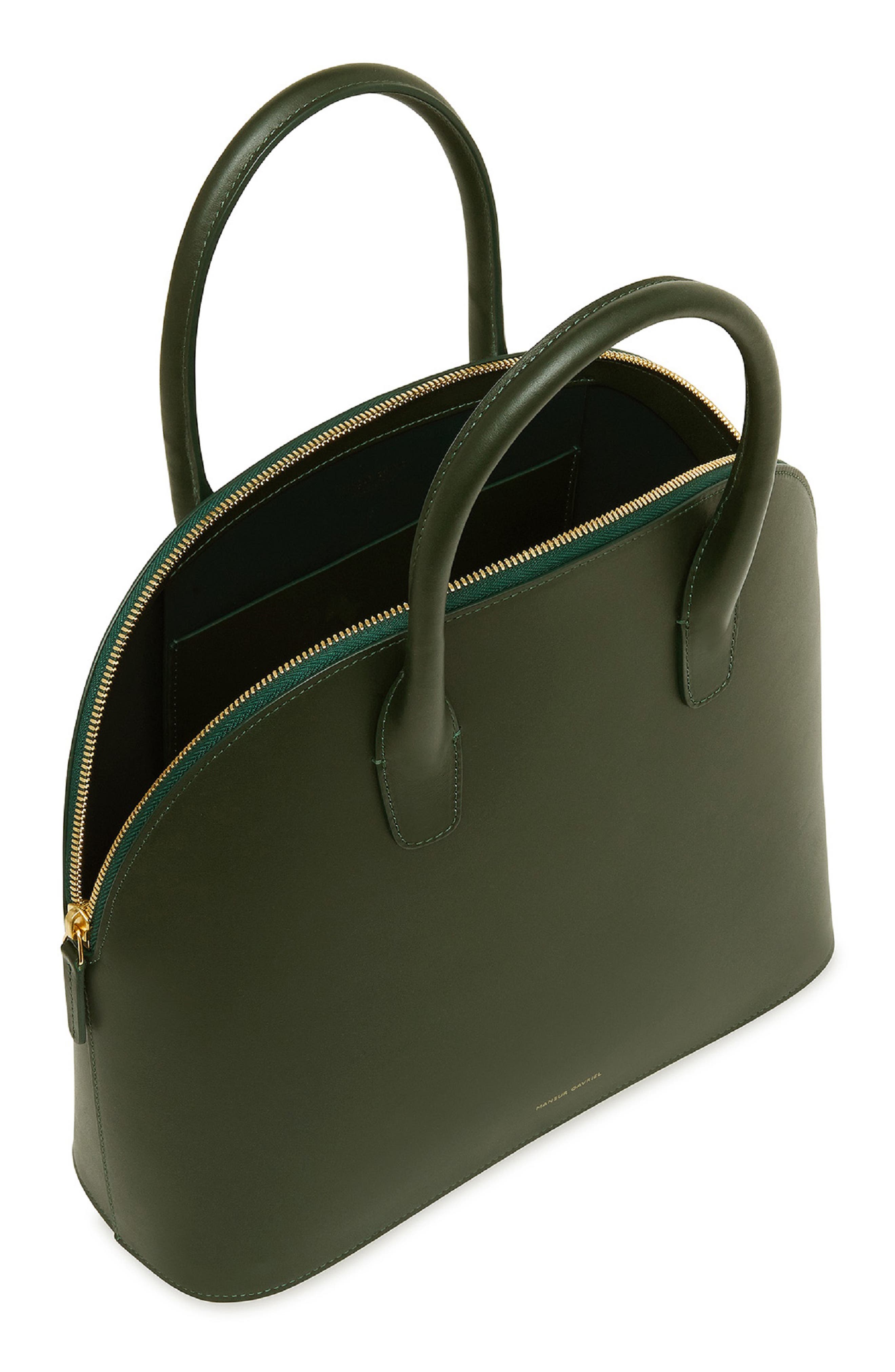 Top Handle Rounded Leather Bag, Alternate, color, MOSS