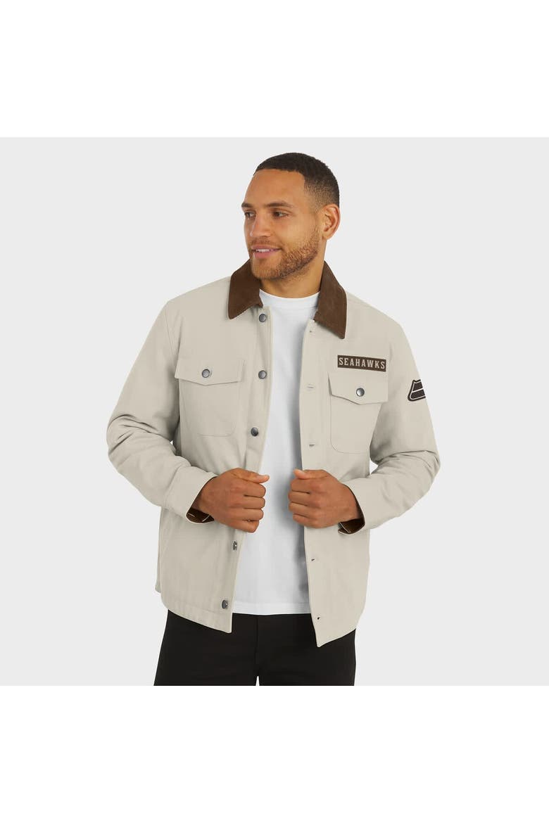 Men's NFL x Darius Rucker Collection by Fanatics Tan Seattle Seahawks Midweight Canvas Full-Button Jacket, Alternate, color, Tan