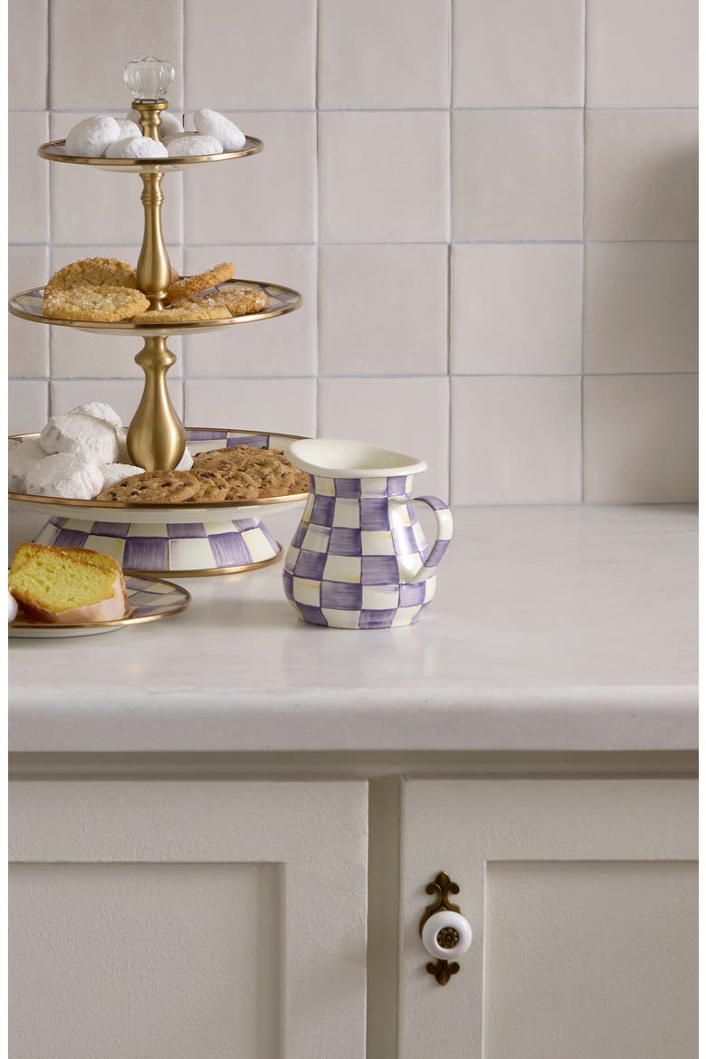 Violet Check Enameled Steel Creamer Jug, Alternate, color, VIOLET